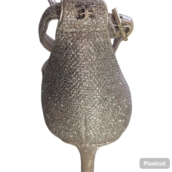 Sam Edelman Patti Ankle Strap Heels Gold Glitter Stiletto Sandals Size 7.5M - Picture 10 of 12